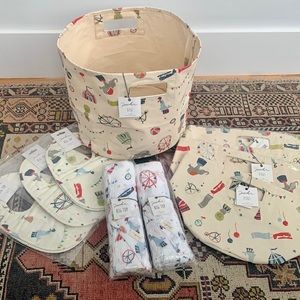 Pehr ‘Big Top’ bundle: Bins, pints, bibs & swaddles NWT
